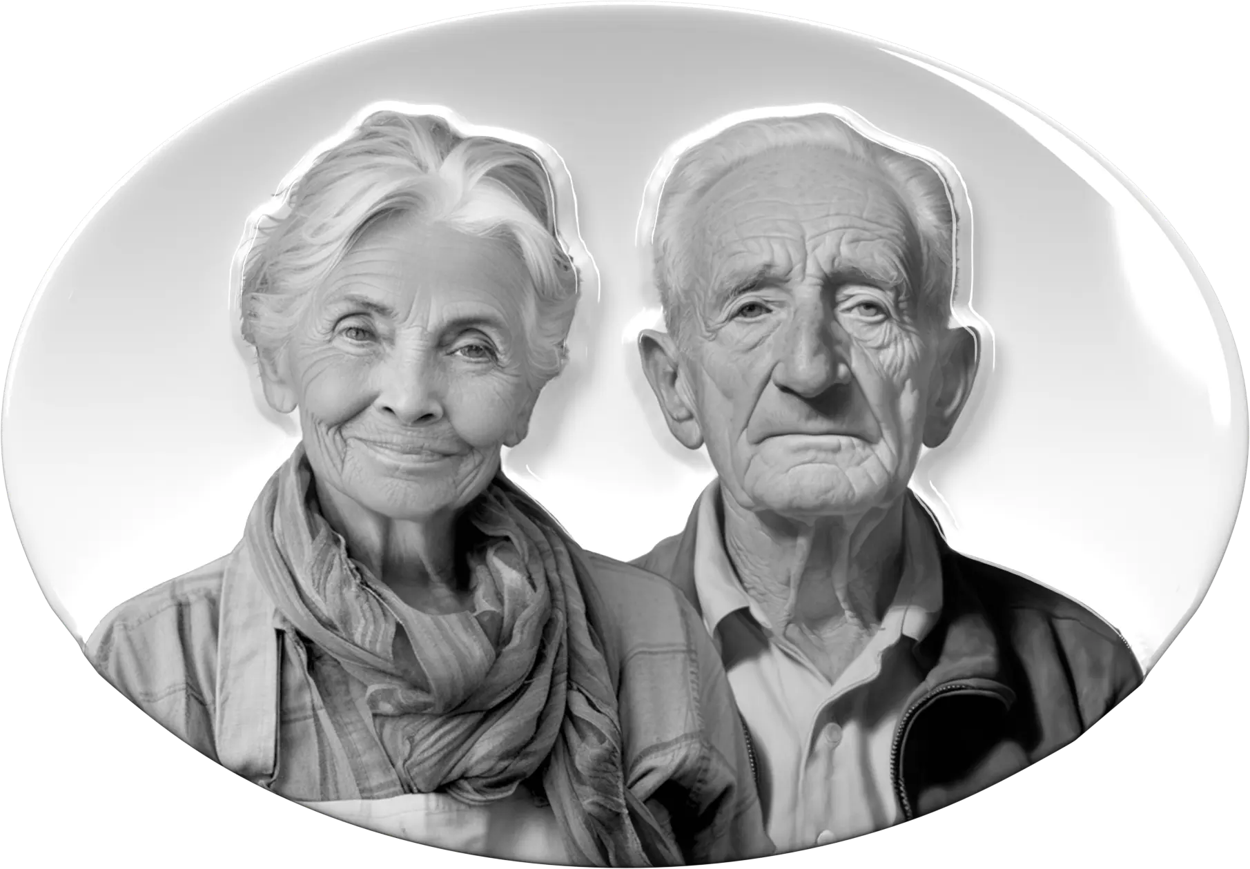 Fotografia páru na oválnom 3D porceláne