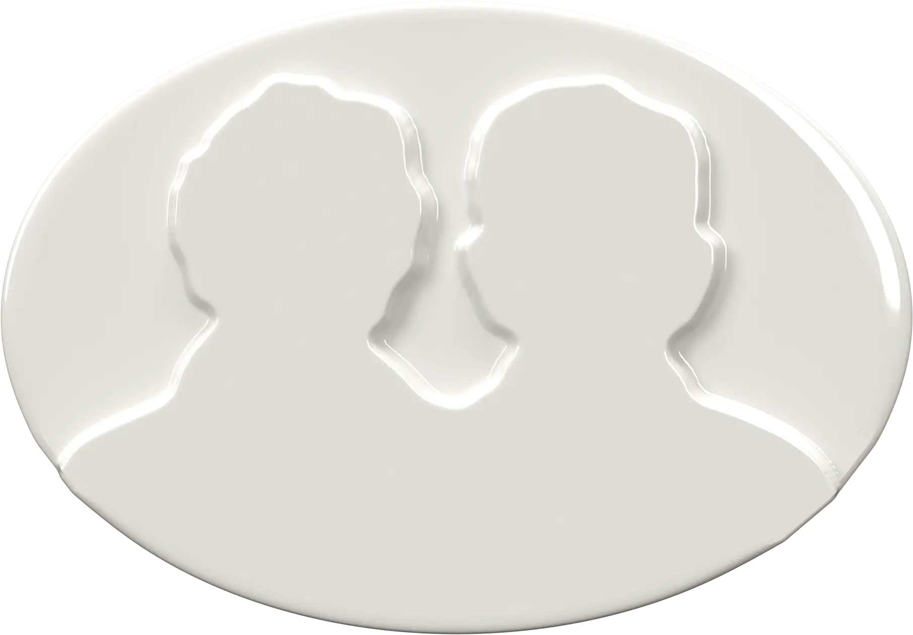 Fotografia dvoch osôb na oválnom 3D porceláne